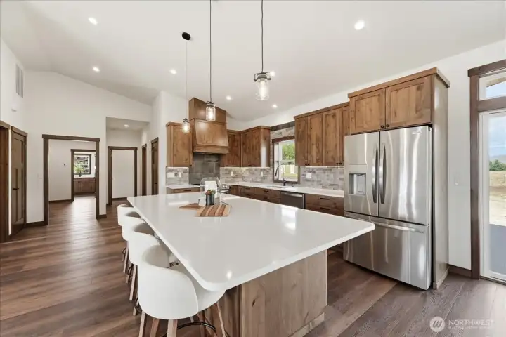 Island in kitchen with bar seating