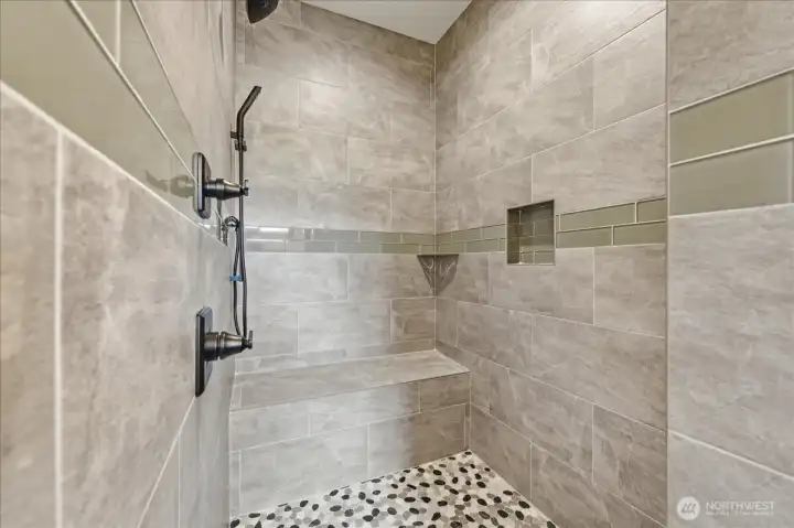 Custom tile work in shower