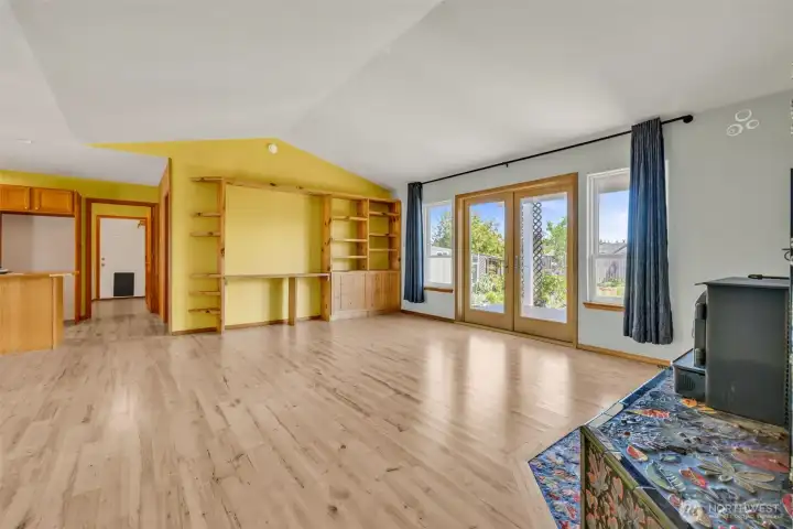 Living Room w/French Doors to Landscaped Backyard