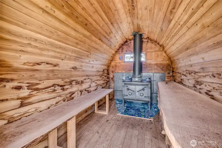 Inside the Sauna Hut