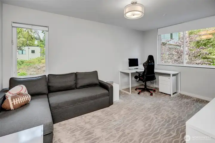The 4th and final upper level bedroom is currently being used as a study center but is of ample size and also has a walk in closet The 4th and final upper level bedroom is currently being used as a study center but is of ample size and also has a walk in closet