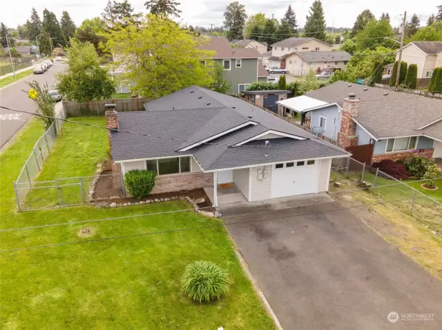 Drone shot of this meticulously maintained home.
