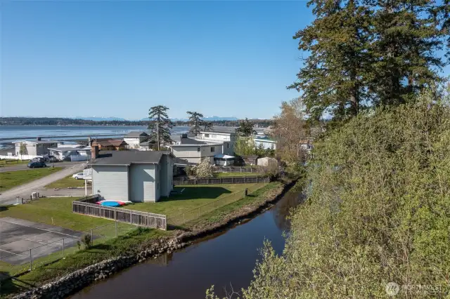 Spectacular western views with sunsets, Terrell Creek bordering property, central location to public beaches, Birch Bay State Park, boating, plus water activities including kayaking with creek to bay access.