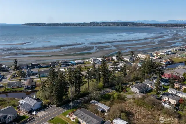 Aerial views show casing Birch Bay a beach side community...