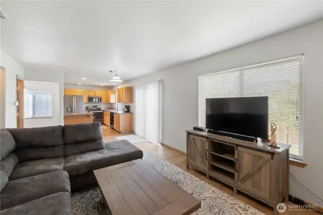 Looking from the family room to the kitchen.