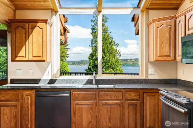 You can watch the ferry and other boats go by from your kitchen window.