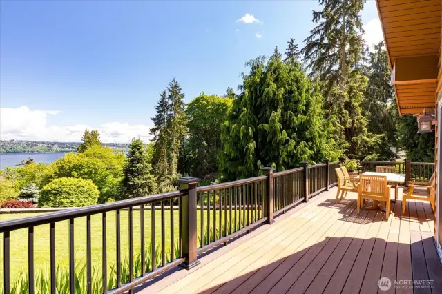 Specious deck for dining and entertaining outside.