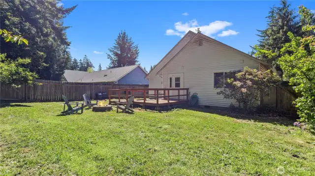 Backyard is large.
