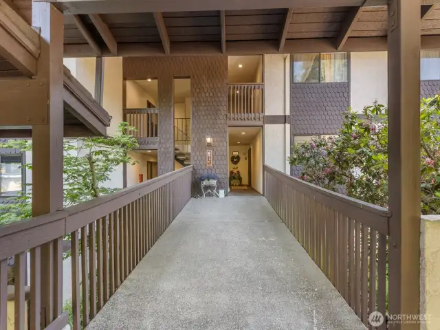Walkway to stairwell on left