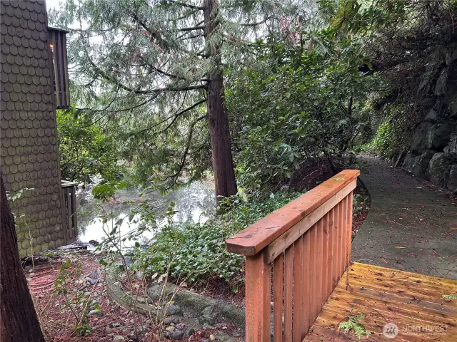 Seprate walkway to pond.