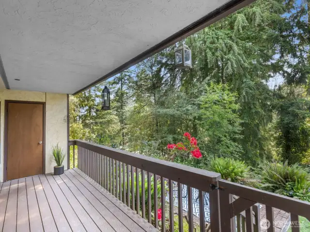 Spacious deck w/additonal storage area.