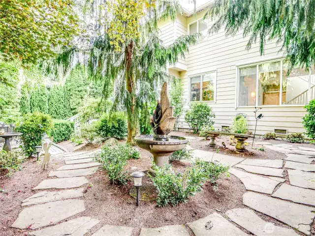 Patio with fountain a peaceful setting