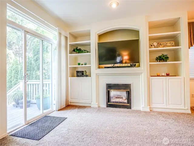 Family Room built in and Fire place
