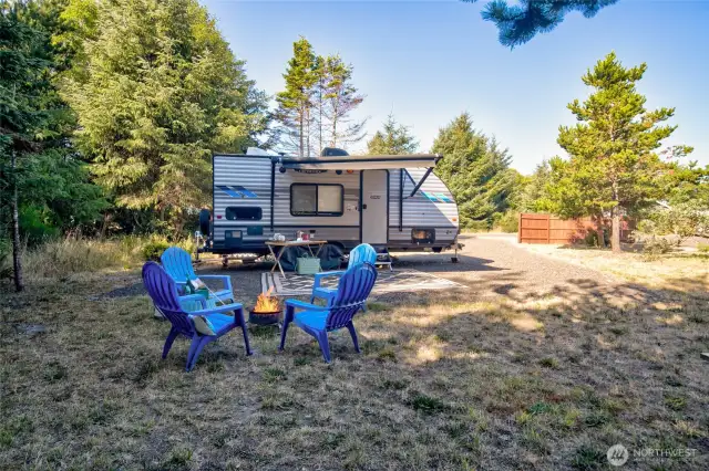 Just pull in and plug in—this lot has everything! Gravel-packed for stability, partially fenced for privacy, and surrounded by trees. Full hookups included: water, electric, and sewer.