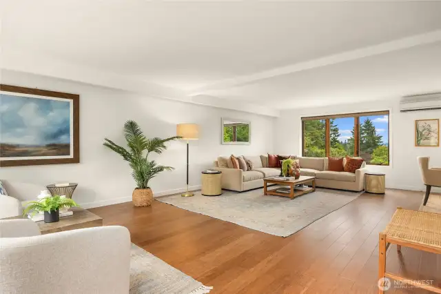 This gorgeous great room features space for 2 separate living areas.