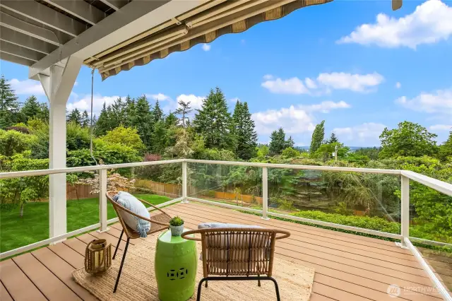 Main floor deck over looking the yard.