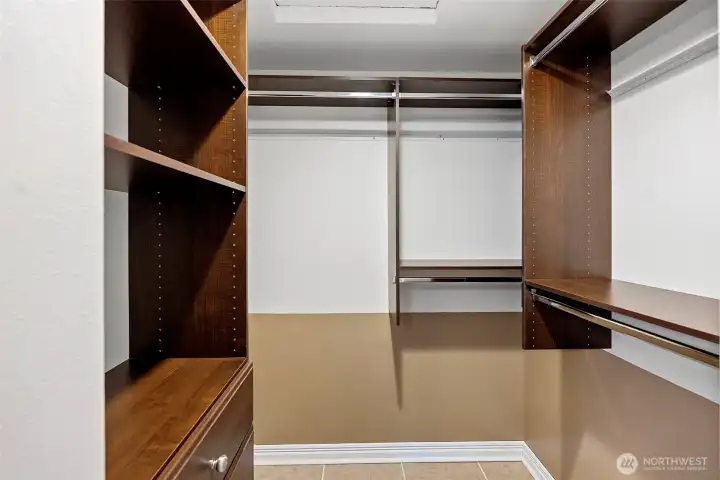 Master closet with custom built ins