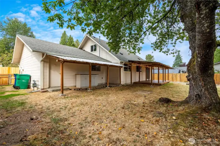 Covered space by the garage