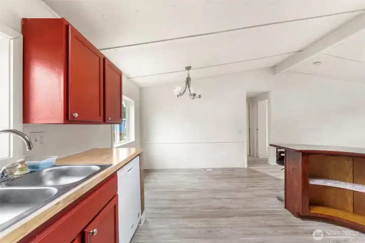 Facing the kitchen from the Laundry room