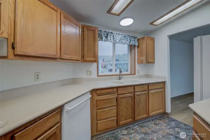Kitchen appliances are included.