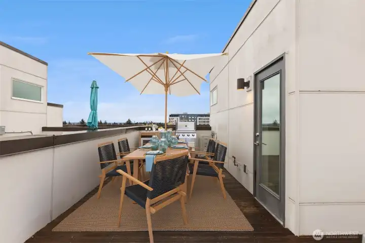 Rooftop deck has been virtually staged.