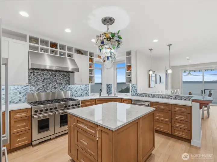 Custom tile and ample prep/ storage space