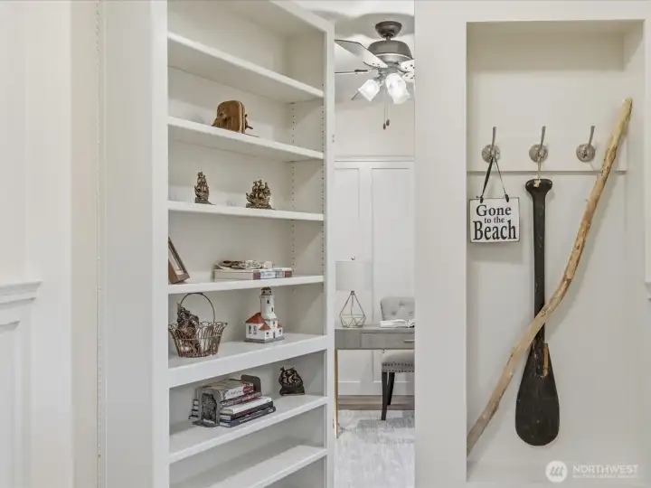 Main level office/ bedroom w/ hidden bookcase entry door.