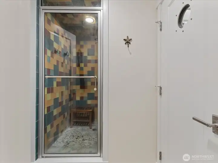 Steam shower in basement
