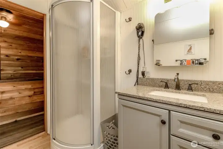 3/4 bath upstairs with full size laundry