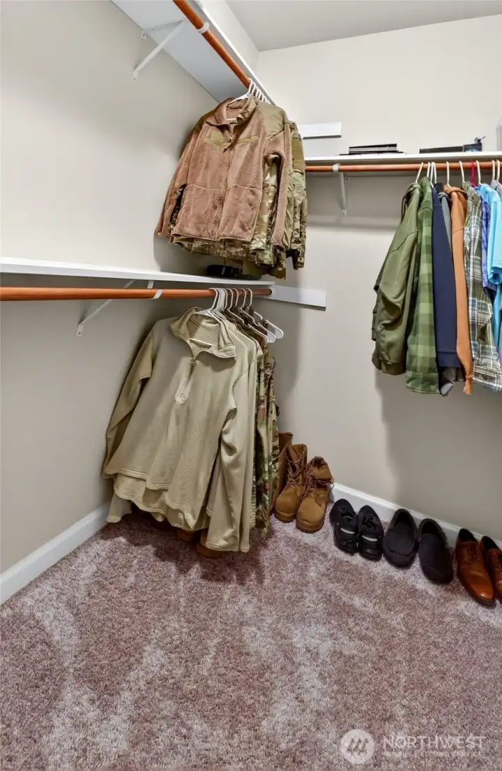 Primary Closet with room for all of your clothing, shoes and accessories.