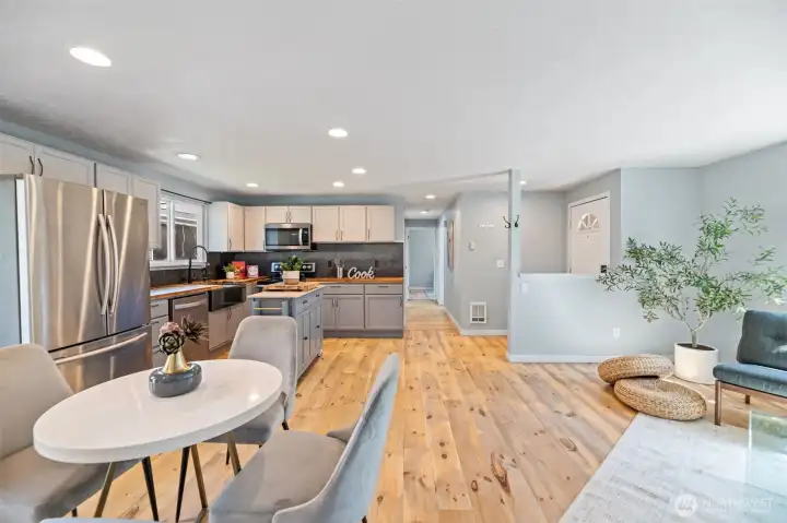 Softwood floors throughout home