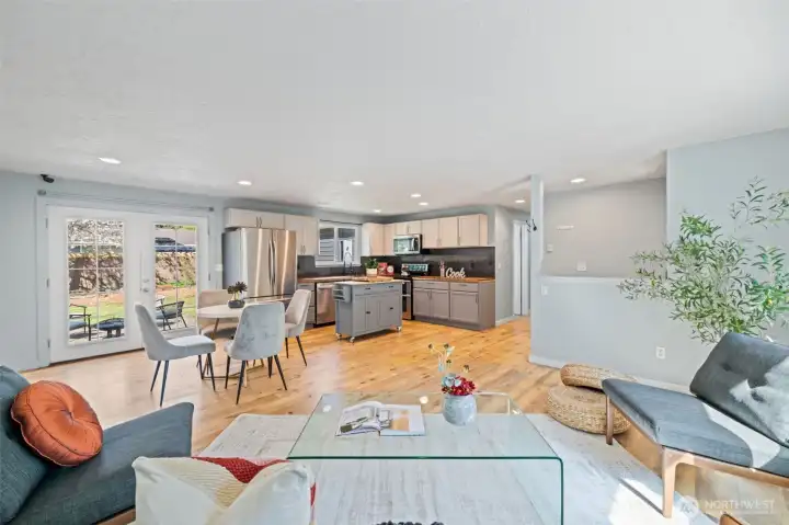 French doors lead to backyard