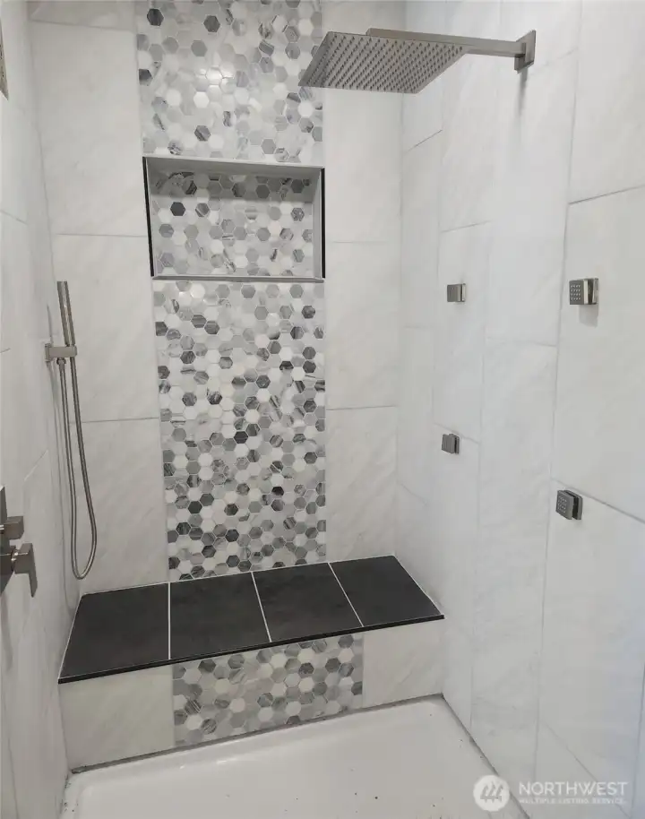 new primary bath shower, rest of 3/4 bath will be completed by 5/31