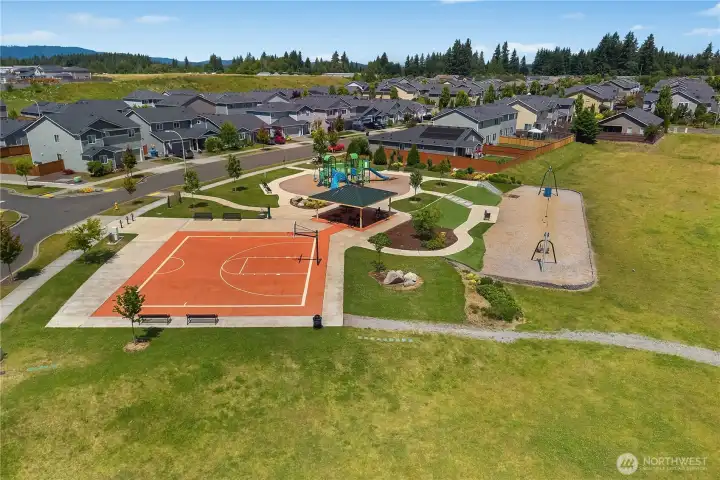 The Preserve community park features a basketball court, playground, picnic shelter, open lawn and walking paths. The Preserve community park features a basketball court, playground, picnic shelter, open lawn and walking paths.