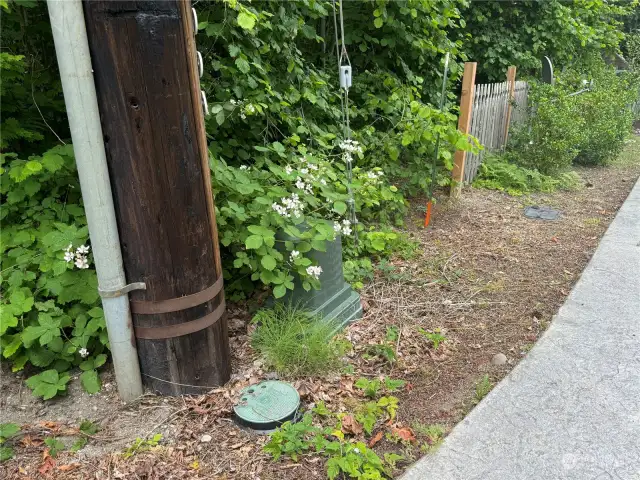 power on corner of property