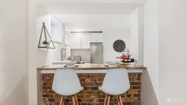 Stunning brick detail at the breakfast bar