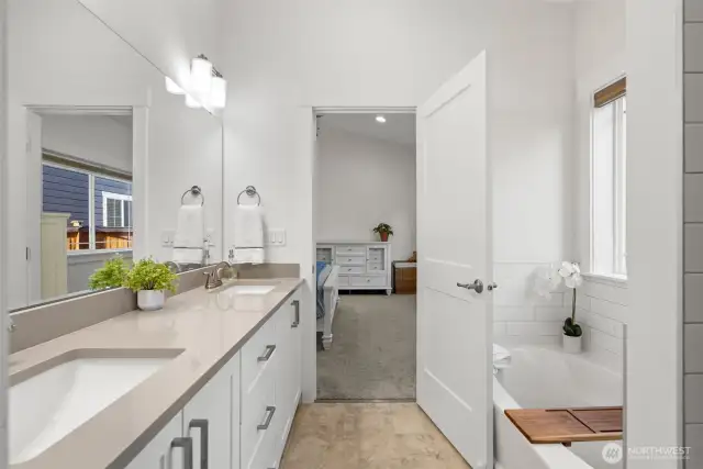 Dual vanity, garden tub and separate walk-in shower