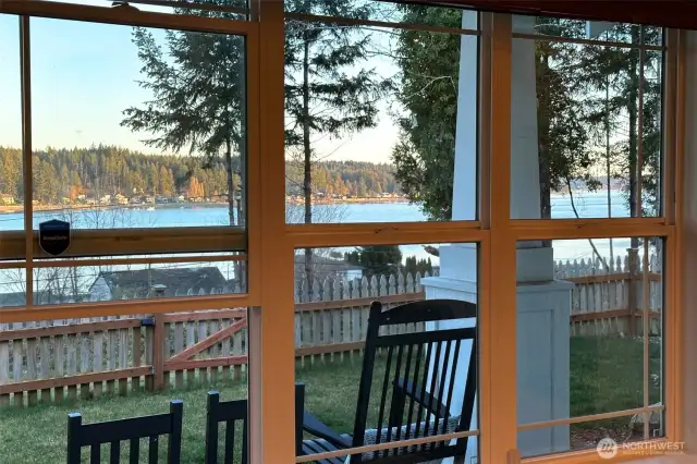 Beautiful view from front of home across North Bay. Your front porch has a front row seat!