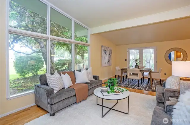 The picture window brings the outdoors in.