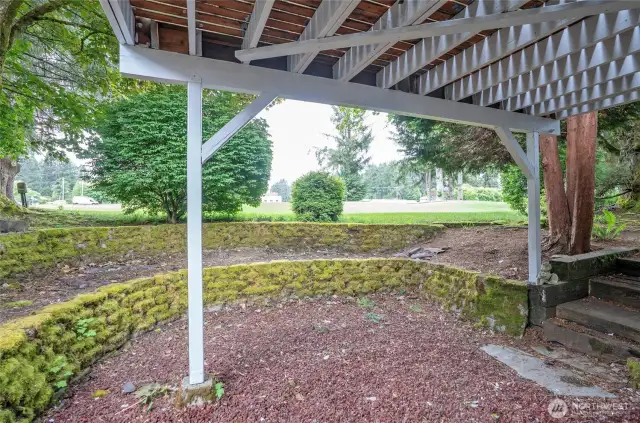 Terraced yard provides additional privacy.