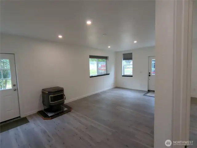 Another shot of the living room and the pellet stove.