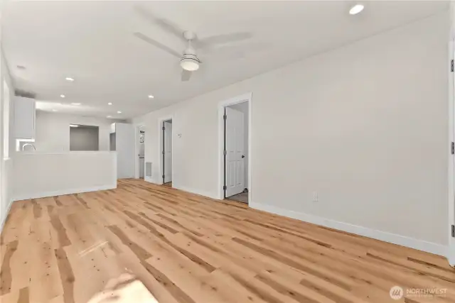 View of bedroom and bathroom doors