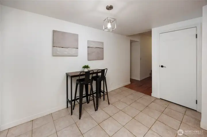Lower level entry good for a dining table or homework spot
