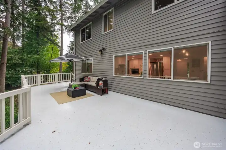 expansive deck from the kitchen entrance