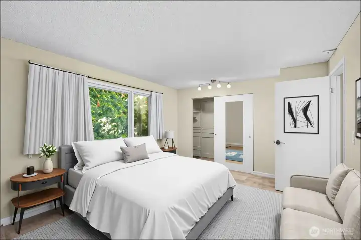 Virtually staged main bedroom