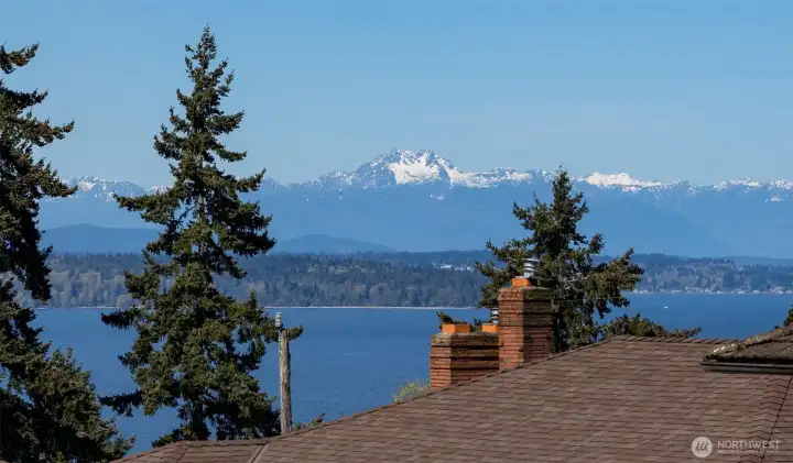 Puget Sound in the foreground, Olympics in the distance