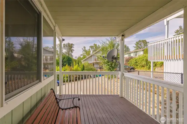 Huge front porch with sitting area