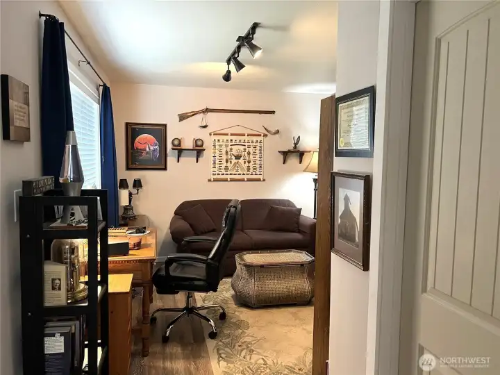 Office converted from one of the two stall garage. Easily converted back to a garage space.