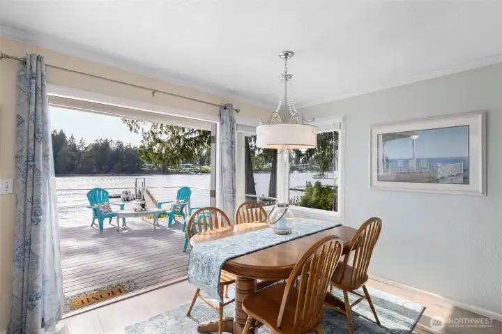 French doors open to deck