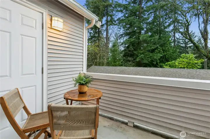 Step out onto the deck to catch some outdoor lounge time. Deck also comes with an extra storage closet.